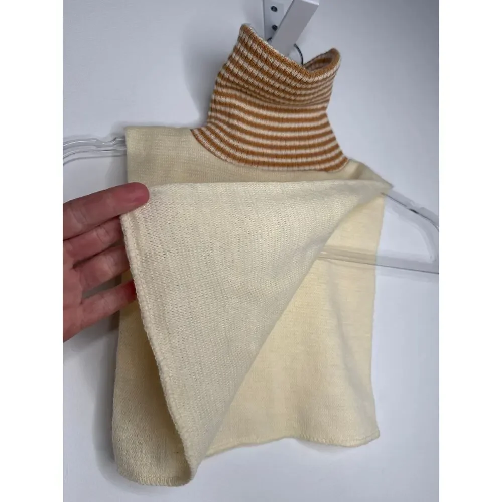 Vintage 1970s Cream & Camel Turtleneck Dickey Faux Sweater Insert